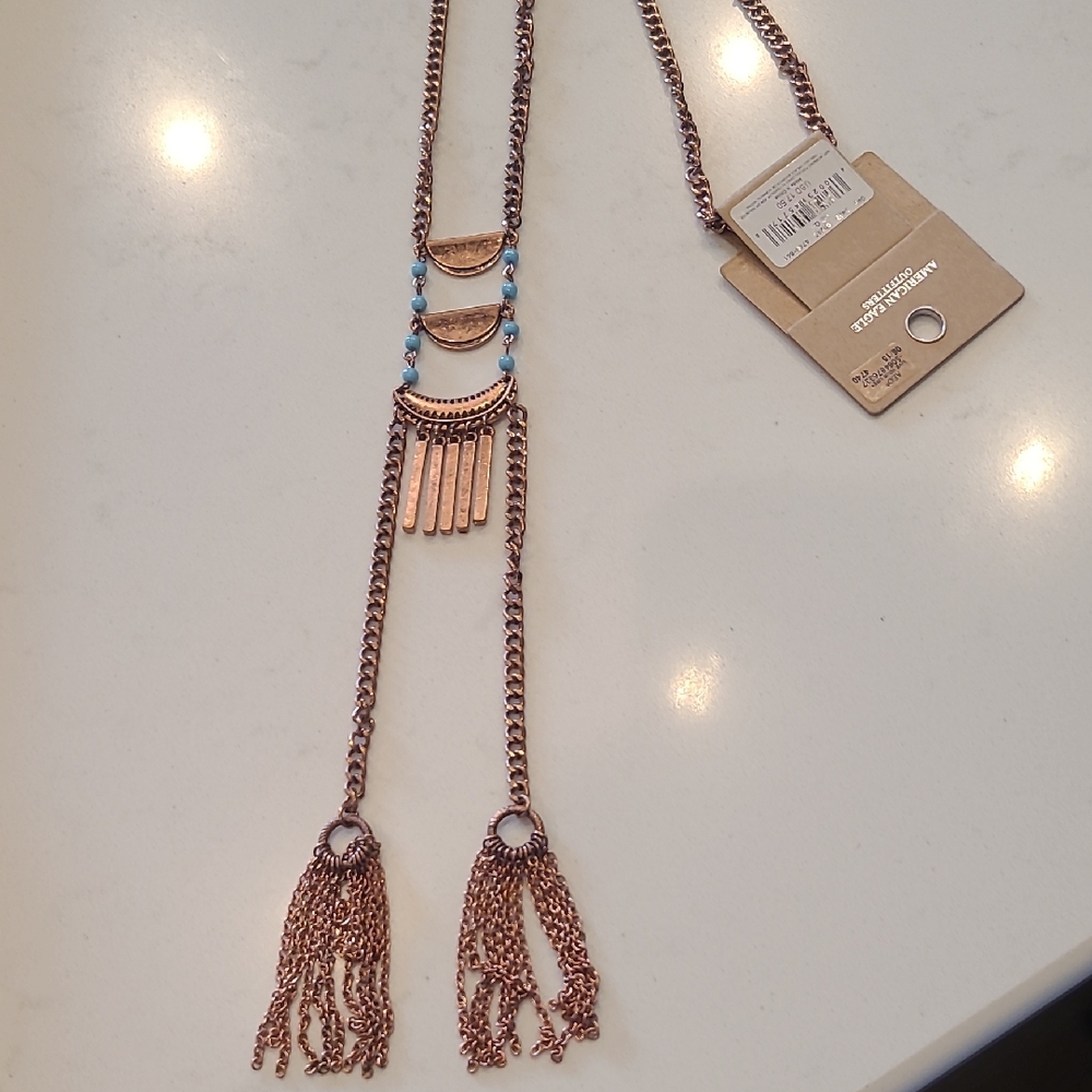 American Eagle Outfitters Rose Gold and Turquoise Necklace